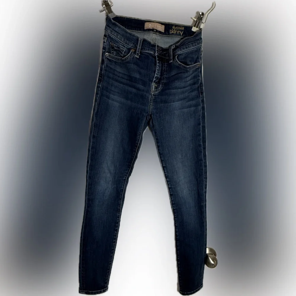 7 For All Mankind Women's Skinny Jeans -‎ Dark Blue - b(laire) authentic - Picture 2 of 7